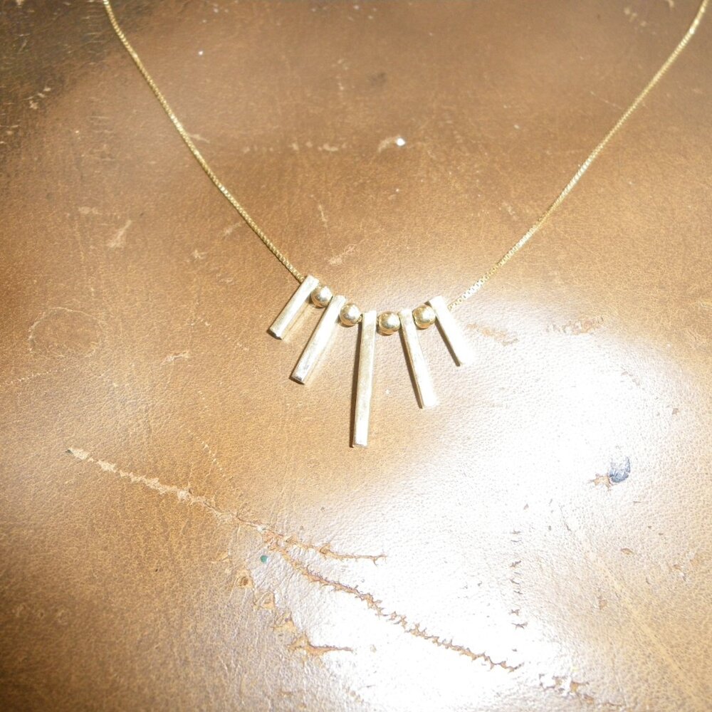 Vintage Women’s 14K Gold Necklace w/ Bars & Beads Accents - Picture 2 of 3